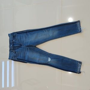 High waisted side striped jeans